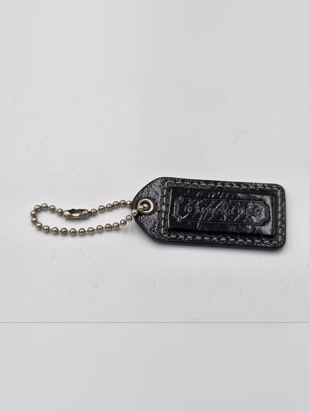 Coach Black Leather Hangtag Silver‎ Ball Chain Handbag Charm Replacement